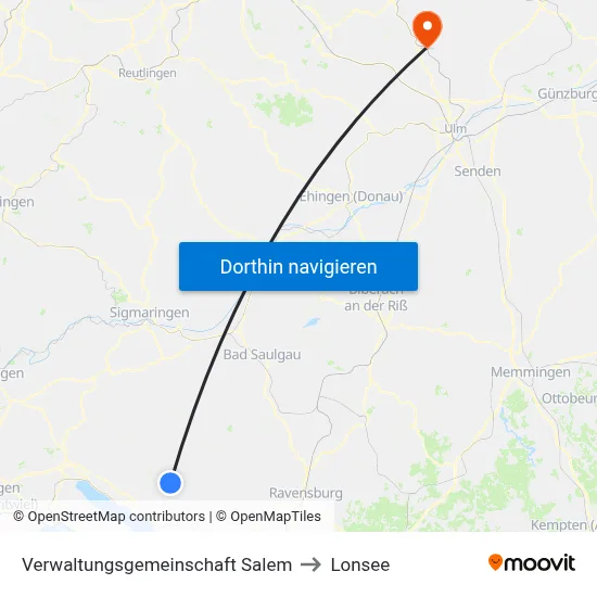 Verwaltungsgemeinschaft Salem to Lonsee map