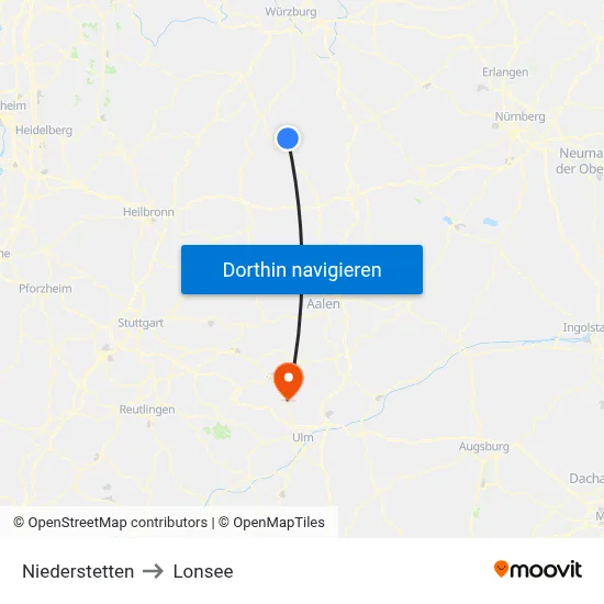 Niederstetten to Lonsee map