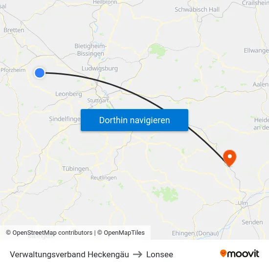 Verwaltungsverband Heckengäu to Lonsee map