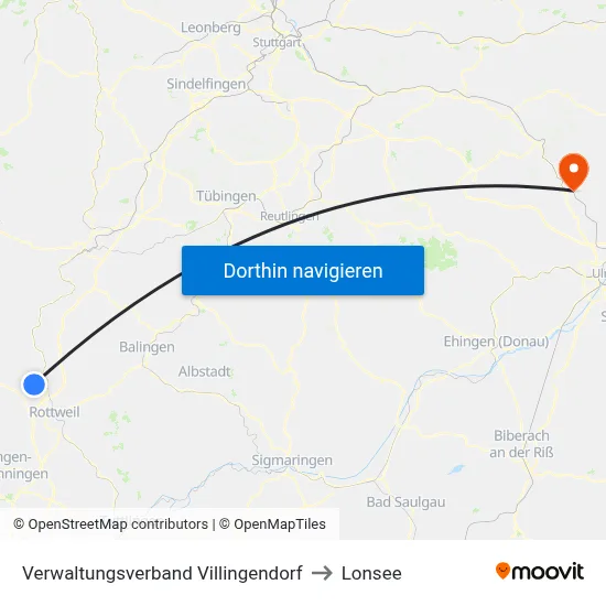 Verwaltungsverband Villingendorf to Lonsee map