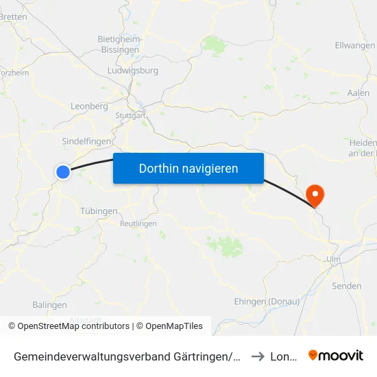 Gemeindeverwaltungsverband Gärtringen/Ehningen to Lonsee map