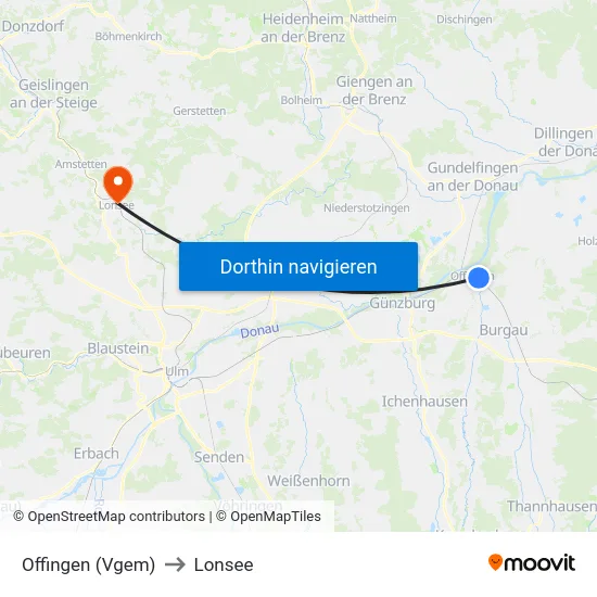 Offingen (Vgem) to Lonsee map