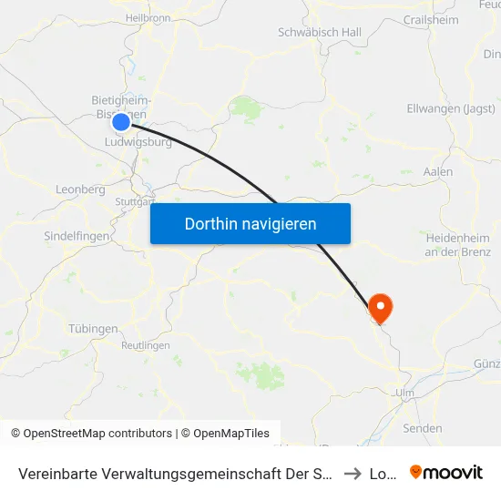 Vereinbarte Verwaltungsgemeinschaft Der Stadt Bietigheim-Bissingen to Lonsee map