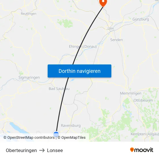Oberteuringen to Lonsee map