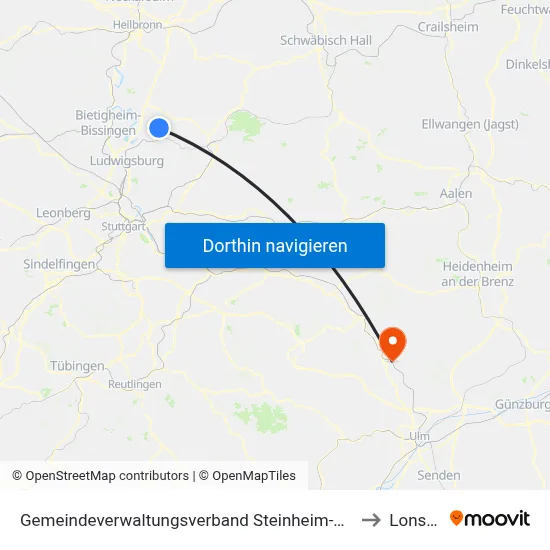 Gemeindeverwaltungsverband Steinheim-Murr to Lonsee map