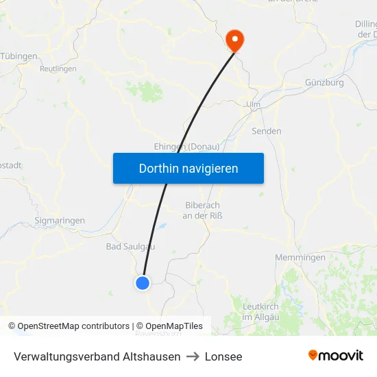 Verwaltungsverband Altshausen to Lonsee map