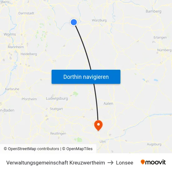 Verwaltungsgemeinschaft Kreuzwertheim to Lonsee map