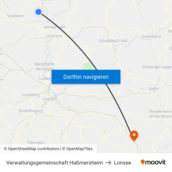 Verwaltungsgemeinschaft Haßmersheim to Lonsee map