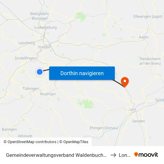 Gemeindeverwaltungsverband Waldenbuch/Steinenbronn to Lonsee map