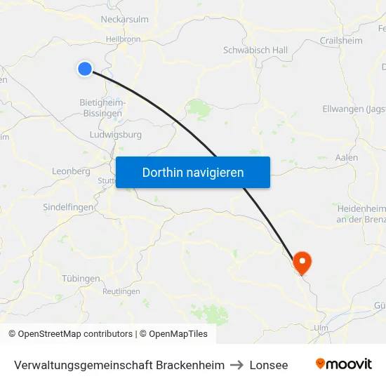 Verwaltungsgemeinschaft Brackenheim to Lonsee map