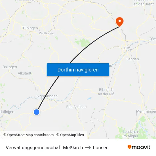 Verwaltungsgemeinschaft Meßkirch to Lonsee map