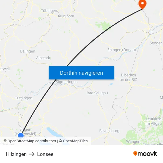 Hilzingen to Lonsee map
