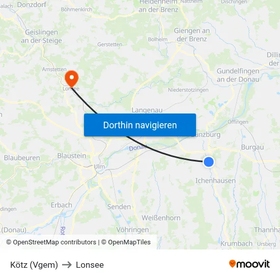 Kötz (Vgem) to Lonsee map