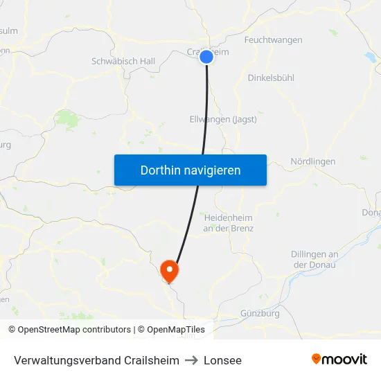 Verwaltungsverband Crailsheim to Lonsee map