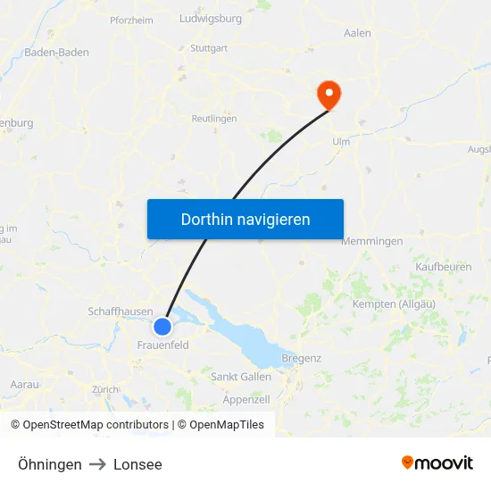 Öhningen to Lonsee map