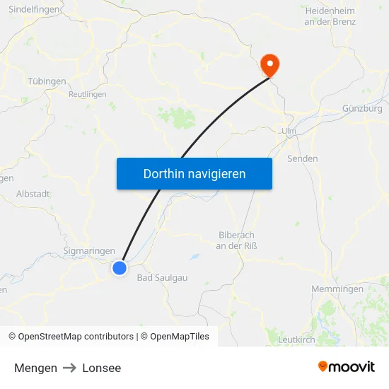 Mengen to Lonsee map