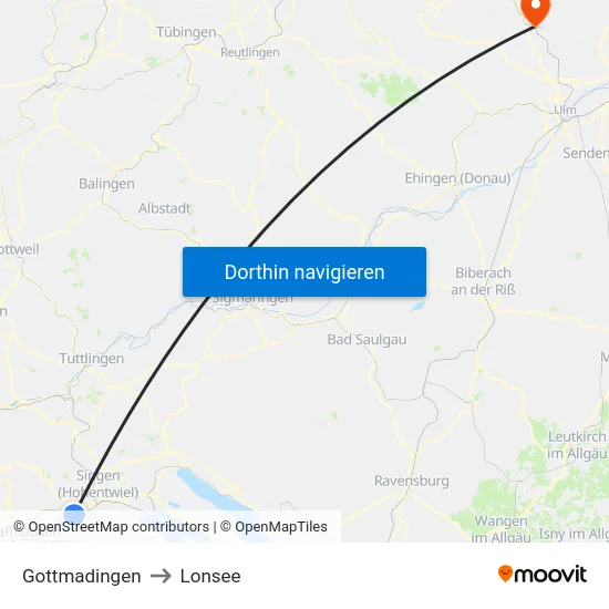 Gottmadingen to Lonsee map