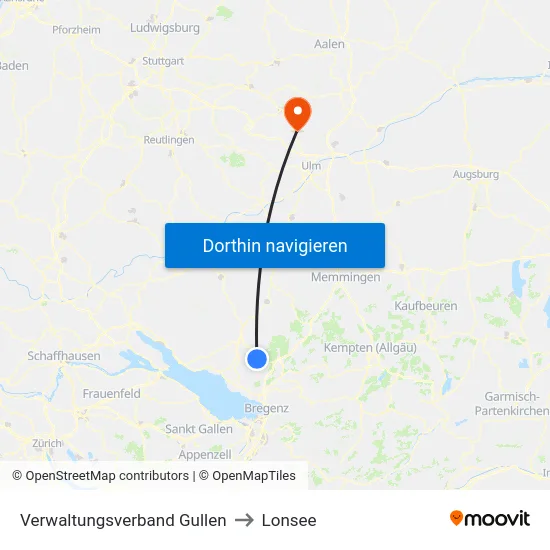Verwaltungsverband Gullen to Lonsee map