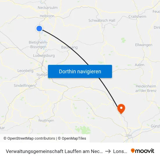 Verwaltungsgemeinschaft Lauffen am Neckar to Lonsee map