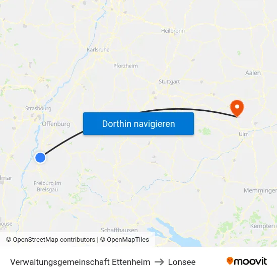 Verwaltungsgemeinschaft Ettenheim to Lonsee map