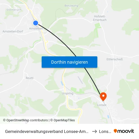 Gemeindeverwaltungsverband Lonsee-Amstetten to Lonsee map