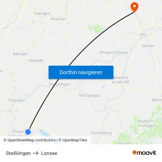 Steißlingen to Lonsee map