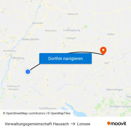 Verwaltungsgemeinschaft Hausach to Lonsee map