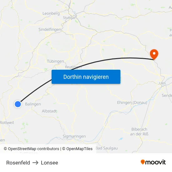 Rosenfeld to Lonsee map