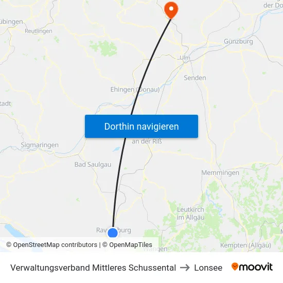 Verwaltungsverband Mittleres Schussental to Lonsee map