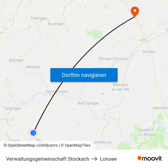 Verwaltungsgemeinschaft Stockach to Lonsee map