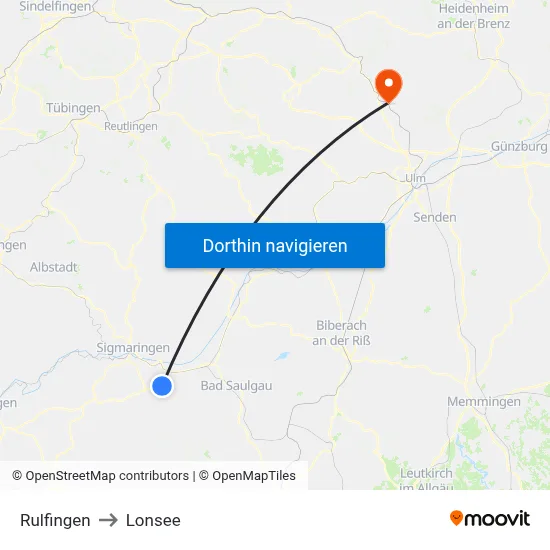 Rulfingen to Lonsee map