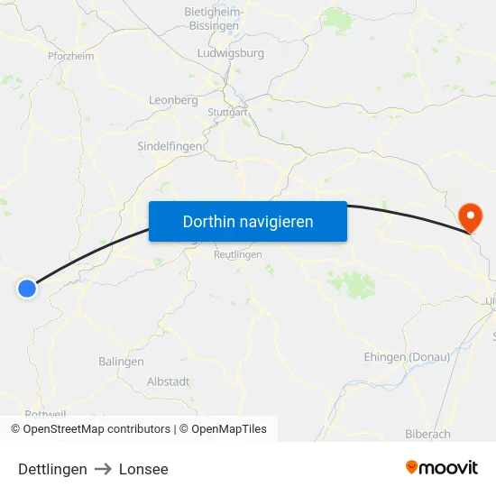 Dettlingen to Lonsee map