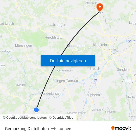 Gemarkung Dietelhofen to Lonsee map