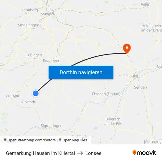 Gemarkung Hausen Im Killertal to Lonsee map