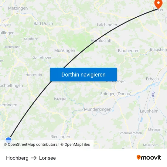 Hochberg to Lonsee map