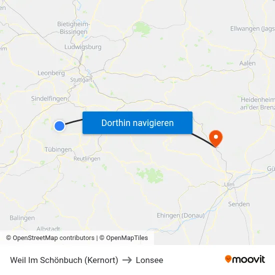 Weil Im Schönbuch (Kernort) to Lonsee map