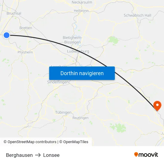Berghausen to Lonsee map