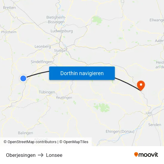 Oberjesingen to Lonsee map