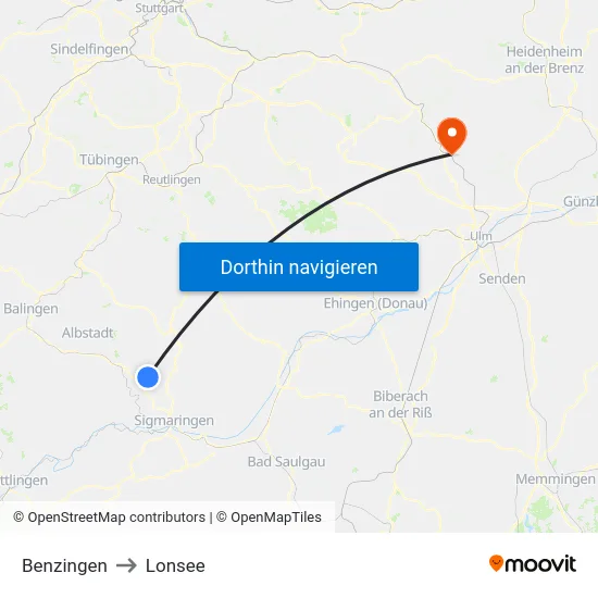 Benzingen to Lonsee map