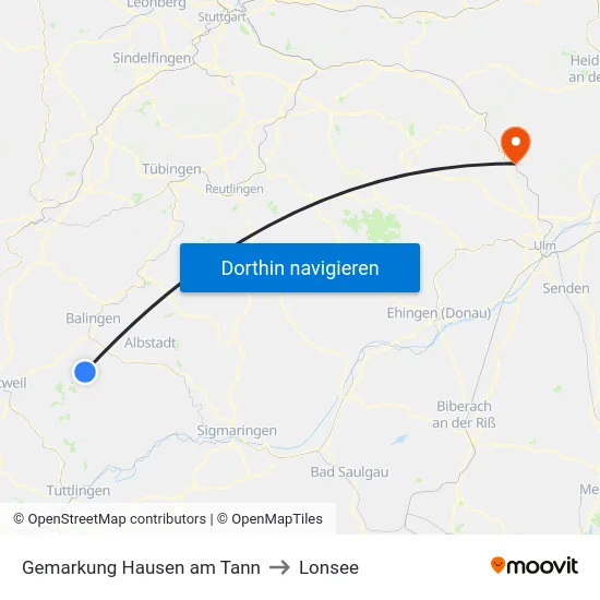 Gemarkung Hausen am Tann to Lonsee map