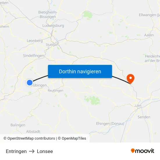 Entringen to Lonsee map
