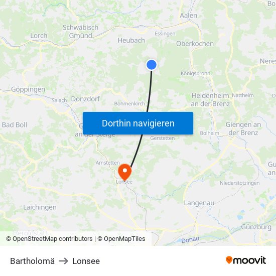 Bartholomä to Lonsee map