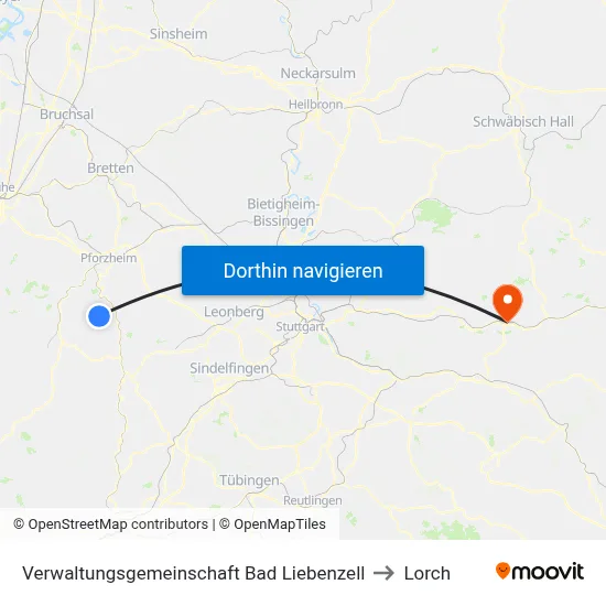 Verwaltungsgemeinschaft Bad Liebenzell to Lorch map