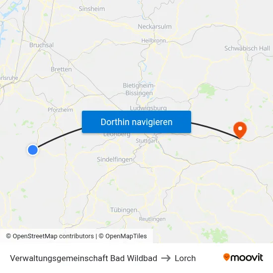 Verwaltungsgemeinschaft Bad Wildbad to Lorch map
