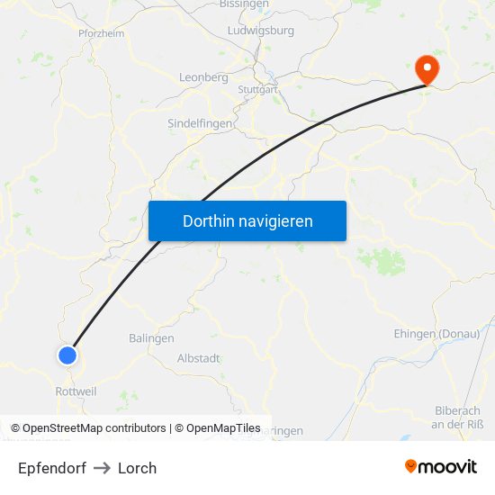 Epfendorf to Lorch map