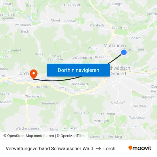 Verwaltungsverband Schwäbischer Wald to Lorch map