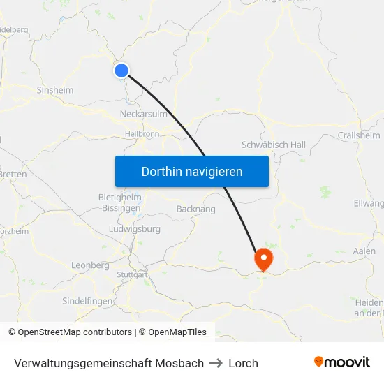 Verwaltungsgemeinschaft Mosbach to Lorch map