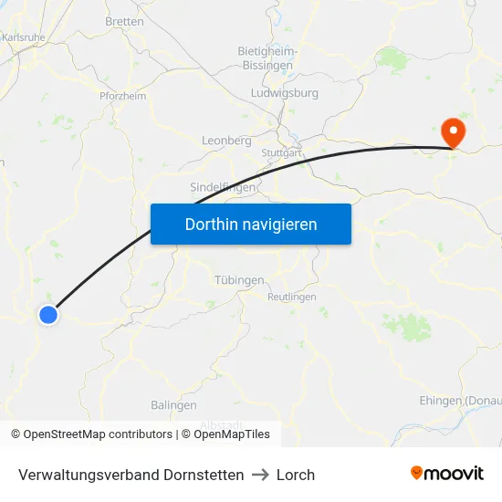 Verwaltungsverband Dornstetten to Lorch map