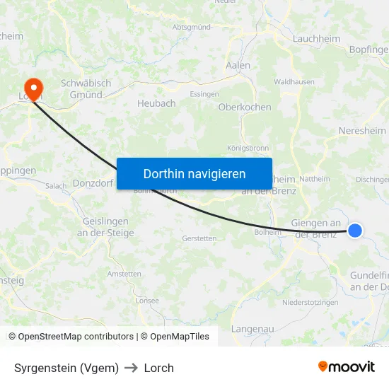 Syrgenstein (Vgem) to Lorch map