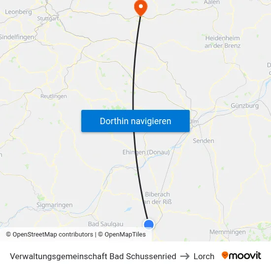 Verwaltungsgemeinschaft Bad Schussenried to Lorch map